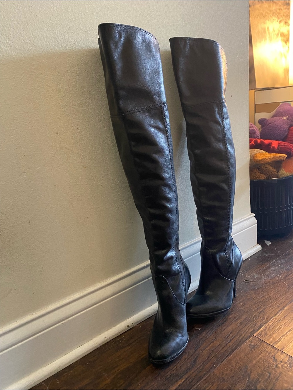 BCBGMaxAzria Black Over-the-Knee Leather Boots